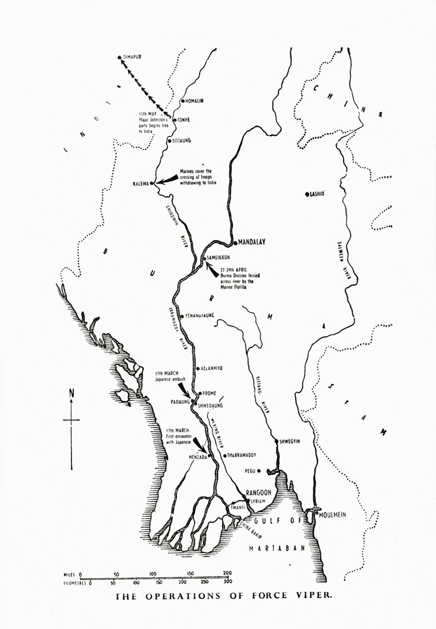 Force Viperin operaatiot, Burma, toinen maailmansota, 1942-1943 1944. tekijältä Unbekannt