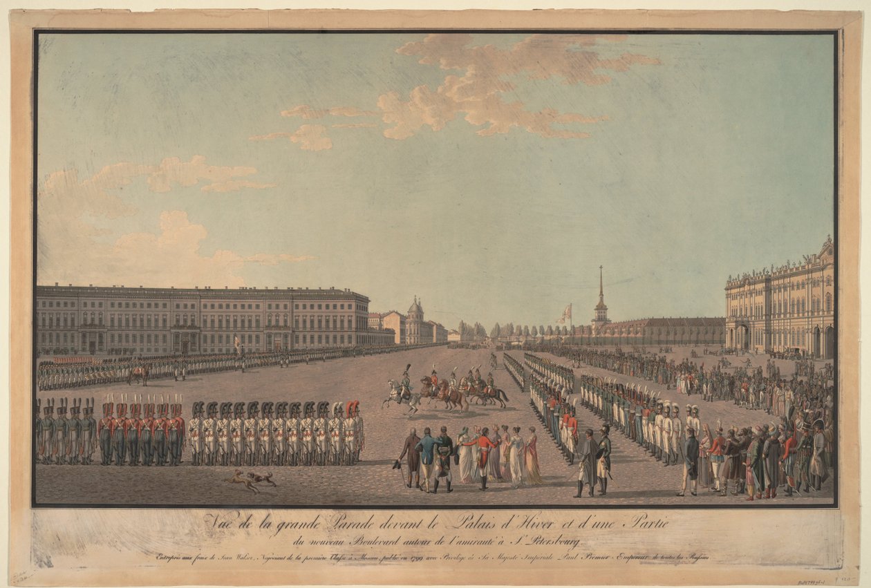 Paraati Talvipalatsin edessä Pietarissa, 1799 tekijältä Unbekannt