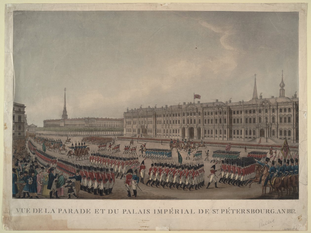 Paraati Talvipalatsin edessä Pietarissa 1812, 1812 tekijältä Unbekannt