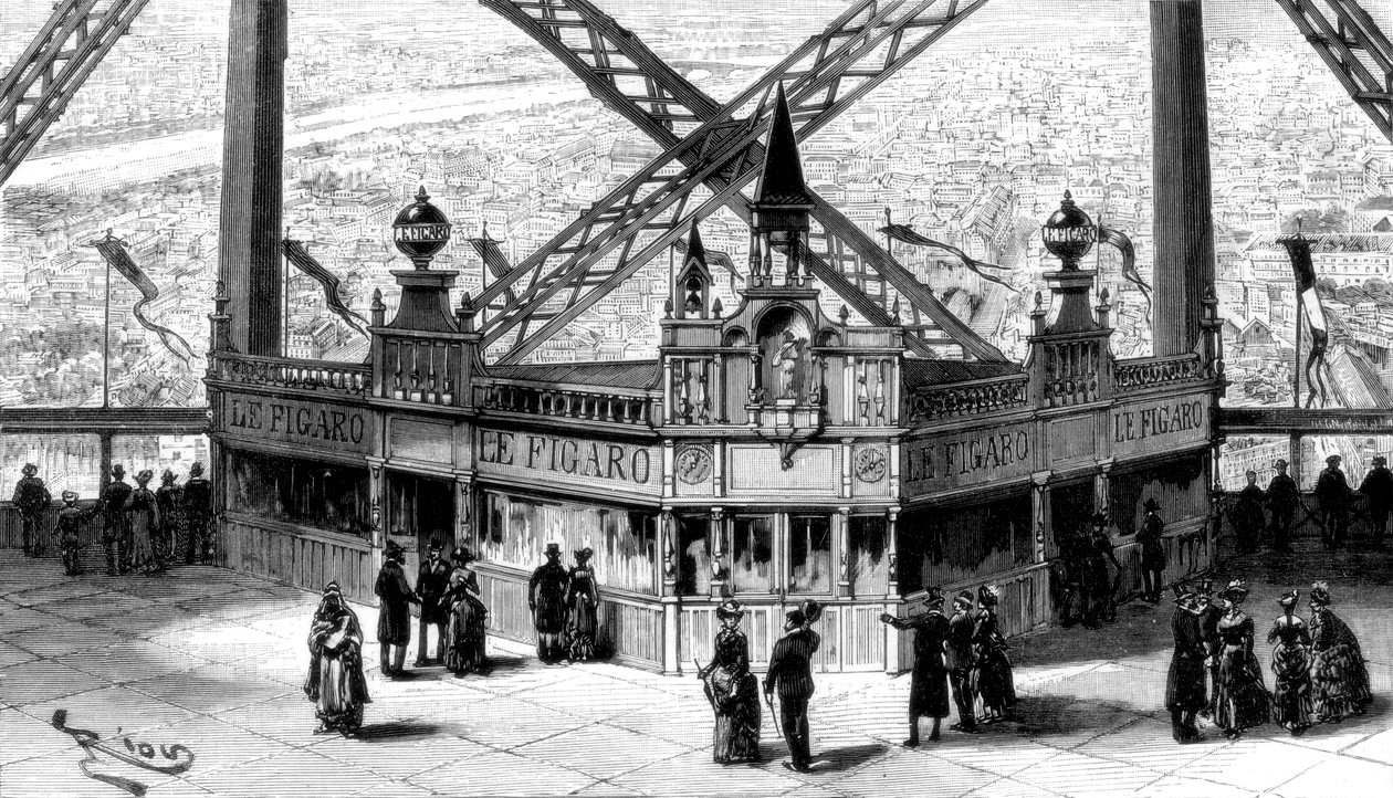 Figaron paviljonki Eiffel-tornin toisessa kerroksessa, Pariisi, 1889 tekijältä Unbekannt
