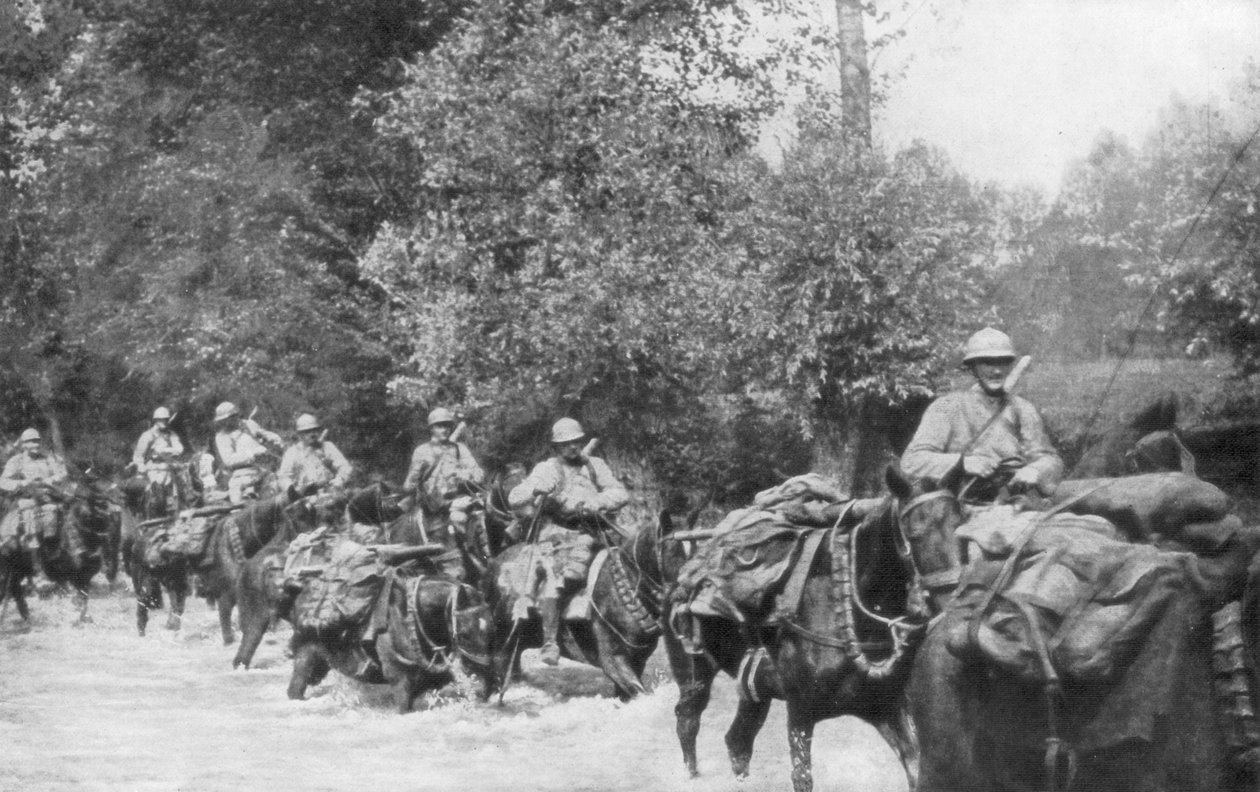 Konekivääriyksikön jälleentoimitus hevosella, Aisne, Ranska, 2. syyskuuta 1918 tekijältä Unbekannt