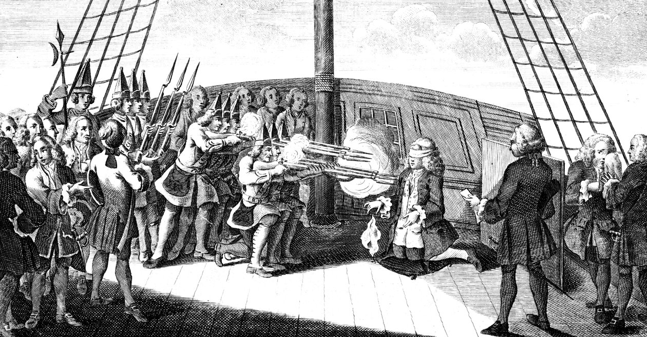 Admiral Byngin ampuminen Monarque-aluksella, 1757 tekijältä Unbekannt