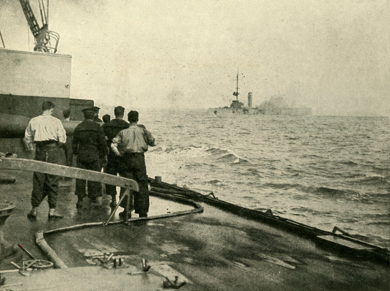 Saksalaisen Mainzin risteilijän uppoaminen, 28. elokuuta 1914, c1920. tekijältä Unbekannt