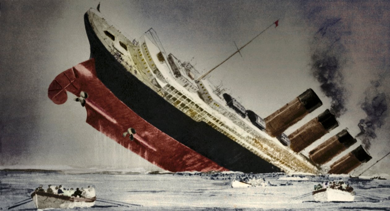 Lusitanian uppoaminen 7. toukokuuta 1915 tekijältä Unbekannt