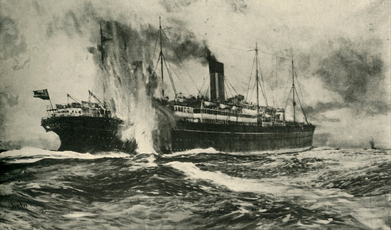 SS-arabian uppoaminen, ensimmäinen maailmansota, 19. elokuuta 1915, c1920. tekijältä Unbekannt