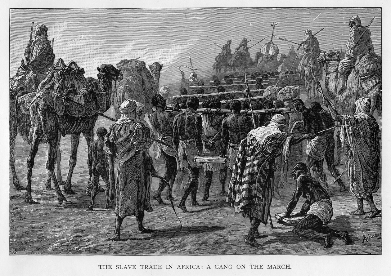 Orjakauppa Afrikassa: jengi marssilla, c1875 tekijältä Unbekannt