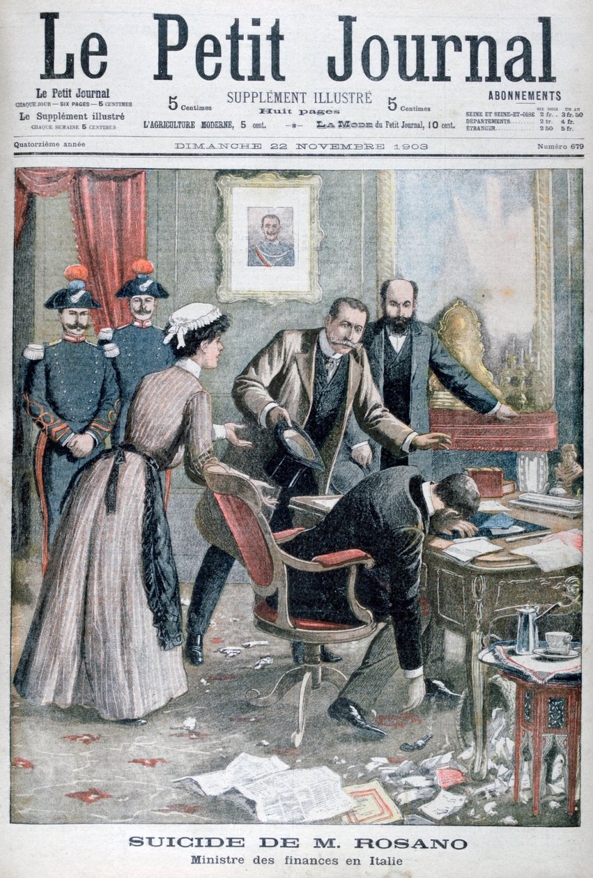 Italian valtiovarainministerin Signor Rosanon itsemurha, Napoli, 1903 tekijältä Unbekannt