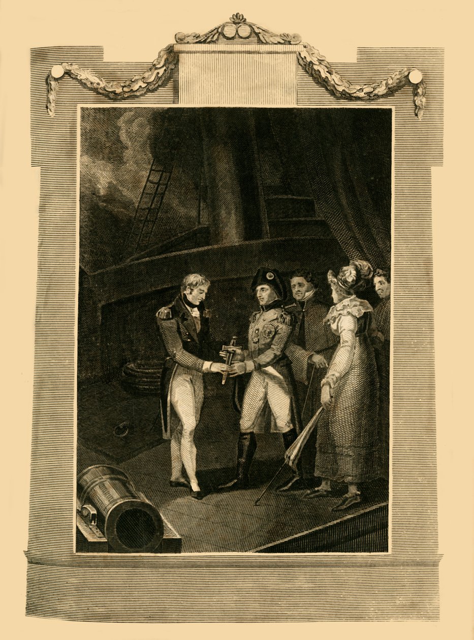 Buonaparten antautuminen Bellerophon-aluksella, 15. heinäkuuta 1815, 1816. tekijältä Unbekannt
