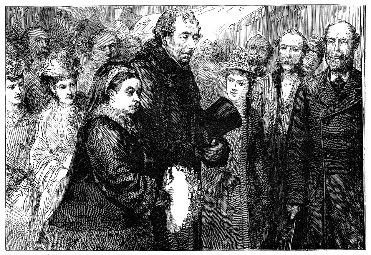 Kuningatar Victorian vierailu 1819-1901 Hughendenin kartanoon, High Wycombe, 1877 tekijältä Unbekannt