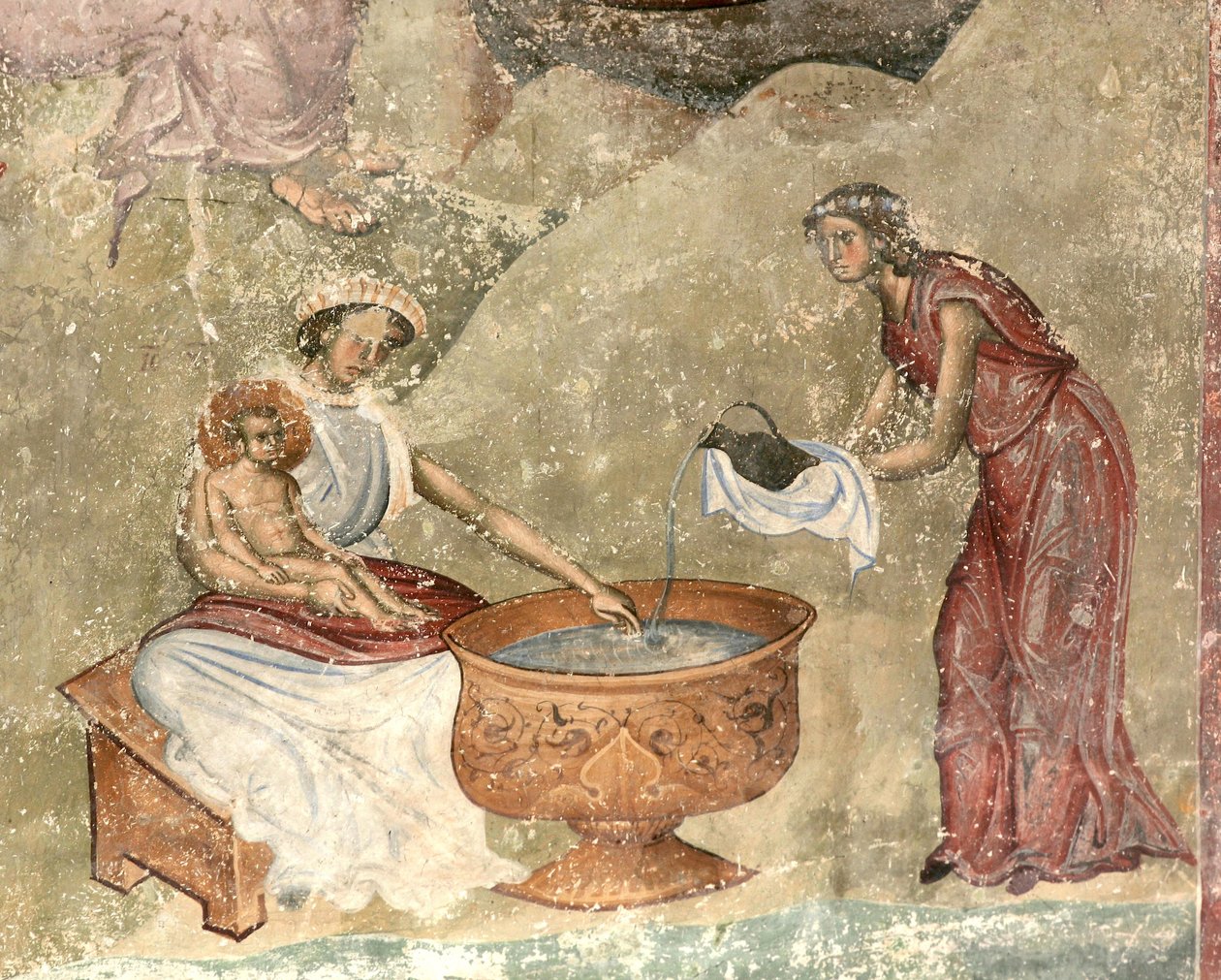 Lapsen peseminen seimissä, c. 1260-1270 tekijältä Unbekannt