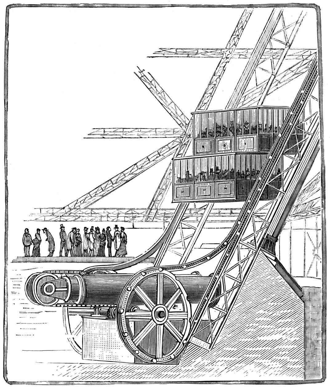 Roux Combaluzier -hissin kaivo, Eiffel-torni, Pariisi, 1889 tekijältä Unbekannt