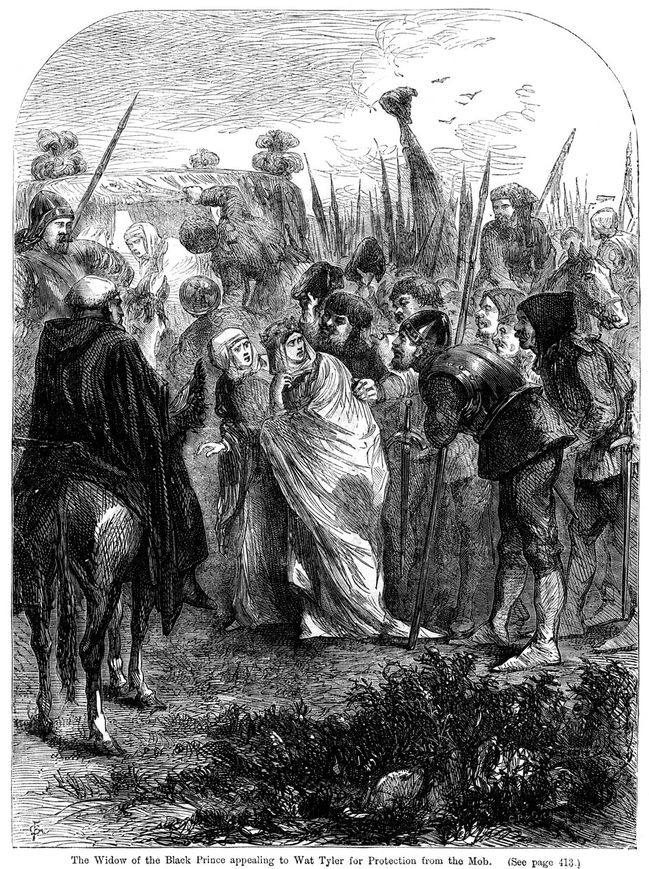 Mustan prinssin leski vetoaa Wat Tyleriin suojelukseksi väkijoukolta, 1381 tekijältä Unbekannt