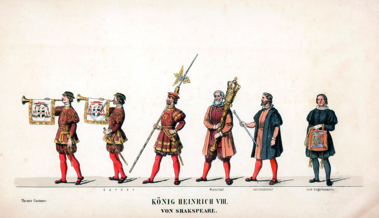 Teatterin pukusuunnittelu Shakespearen näytelmään Henry VIII, 1800-luku tekijältä Unbekannt