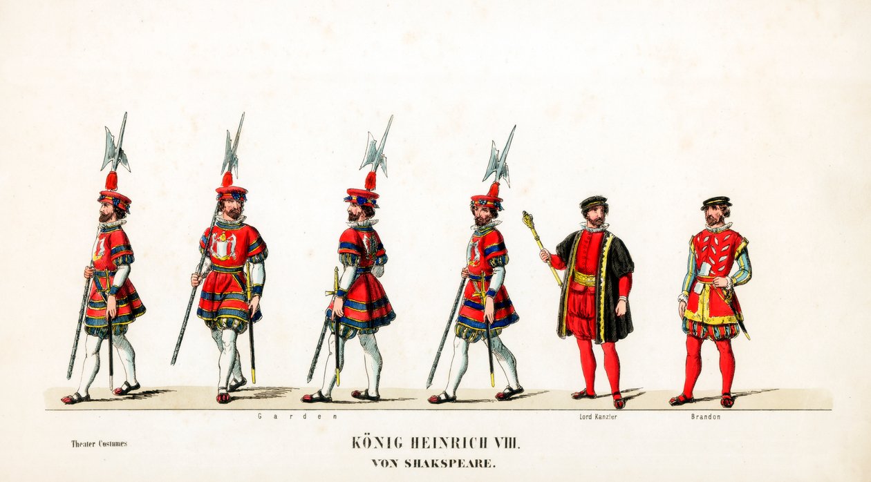 Teatterin pukusuunnittelua Shakespearen näytelmään, Henry VIII, 1800-luku tekijältä Unbekannt