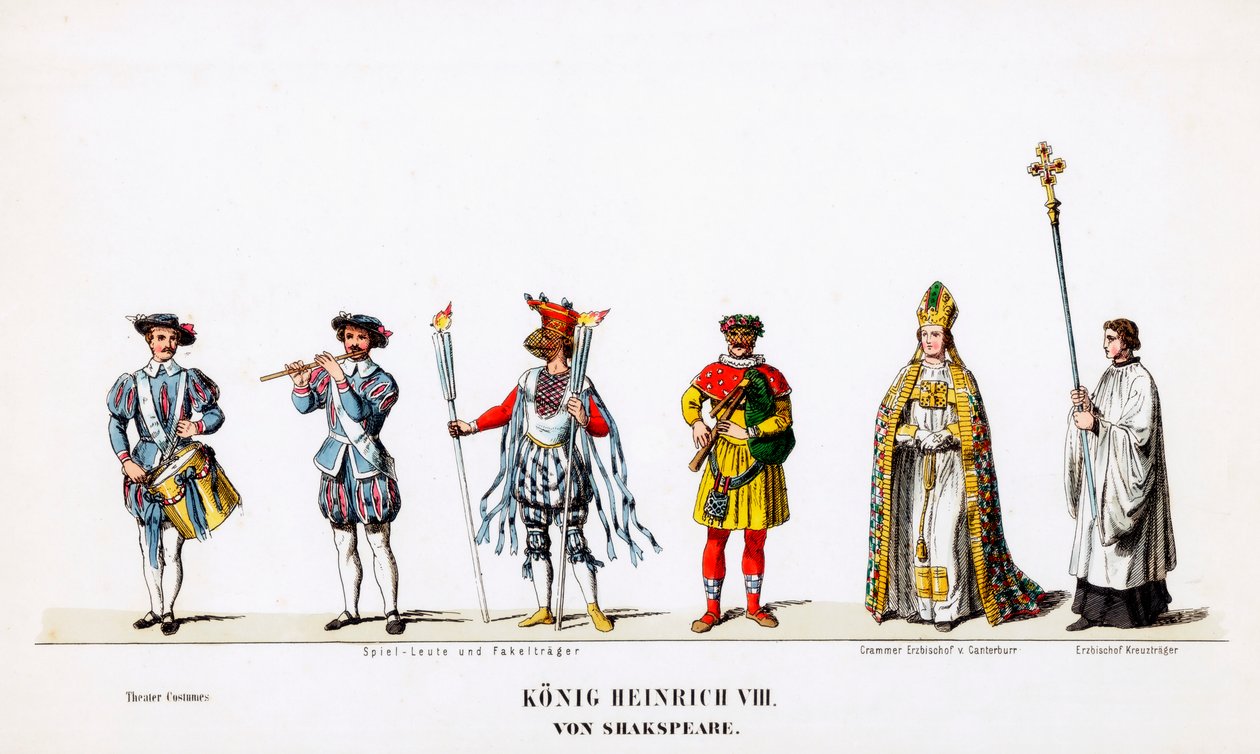 Teatterin pukusuunnittelua Shakespearen näytelmään, Henry VIII, 1800-luku tekijältä Unbekannt