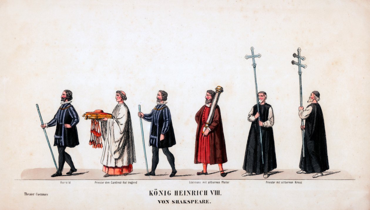 Teatterin pukusuunnittelua Shakespearen näytelmään, Henry VIII, 1800-luku tekijältä Unbekannt