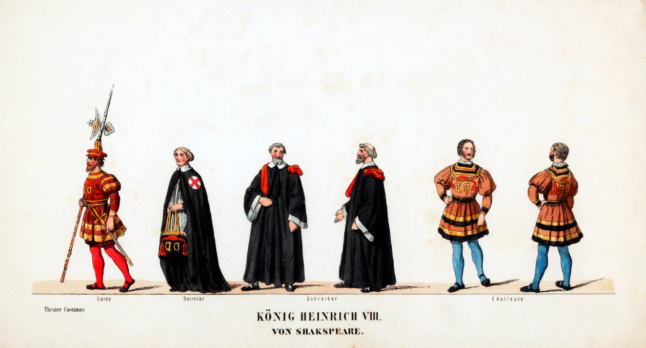 Teatterin pukusuunnittelua Shakespearen näytelmään, Henry VIII, 1800-luku tekijältä Unbekannt