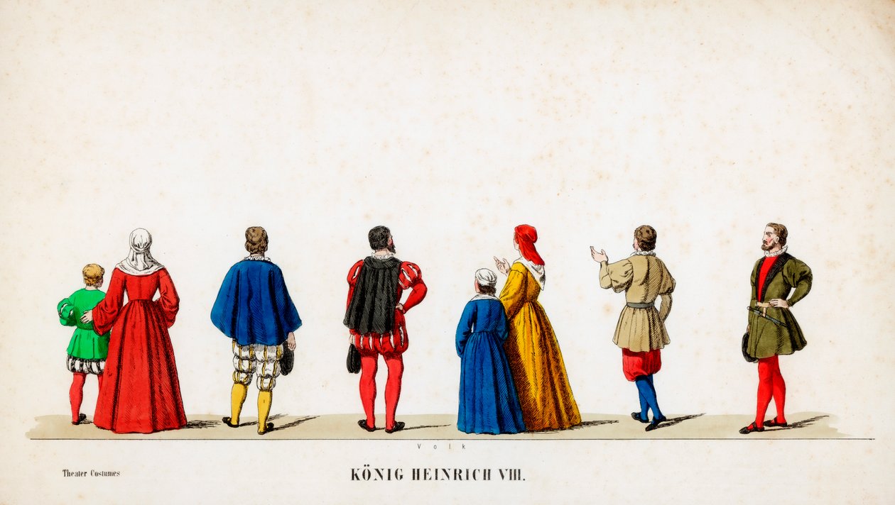 Teatterin pukusuunnittelua Shakespearen näytelmään, Henry VIII, 1800-luku tekijältä Unbekannt