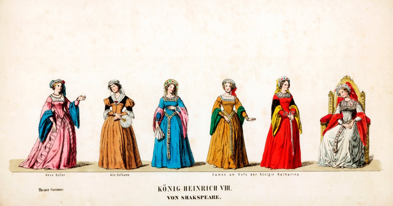 Teatterin pukusuunnittelua Shakespearen näytelmään Henry VIII, 1800-luku tekijältä Unbekannt