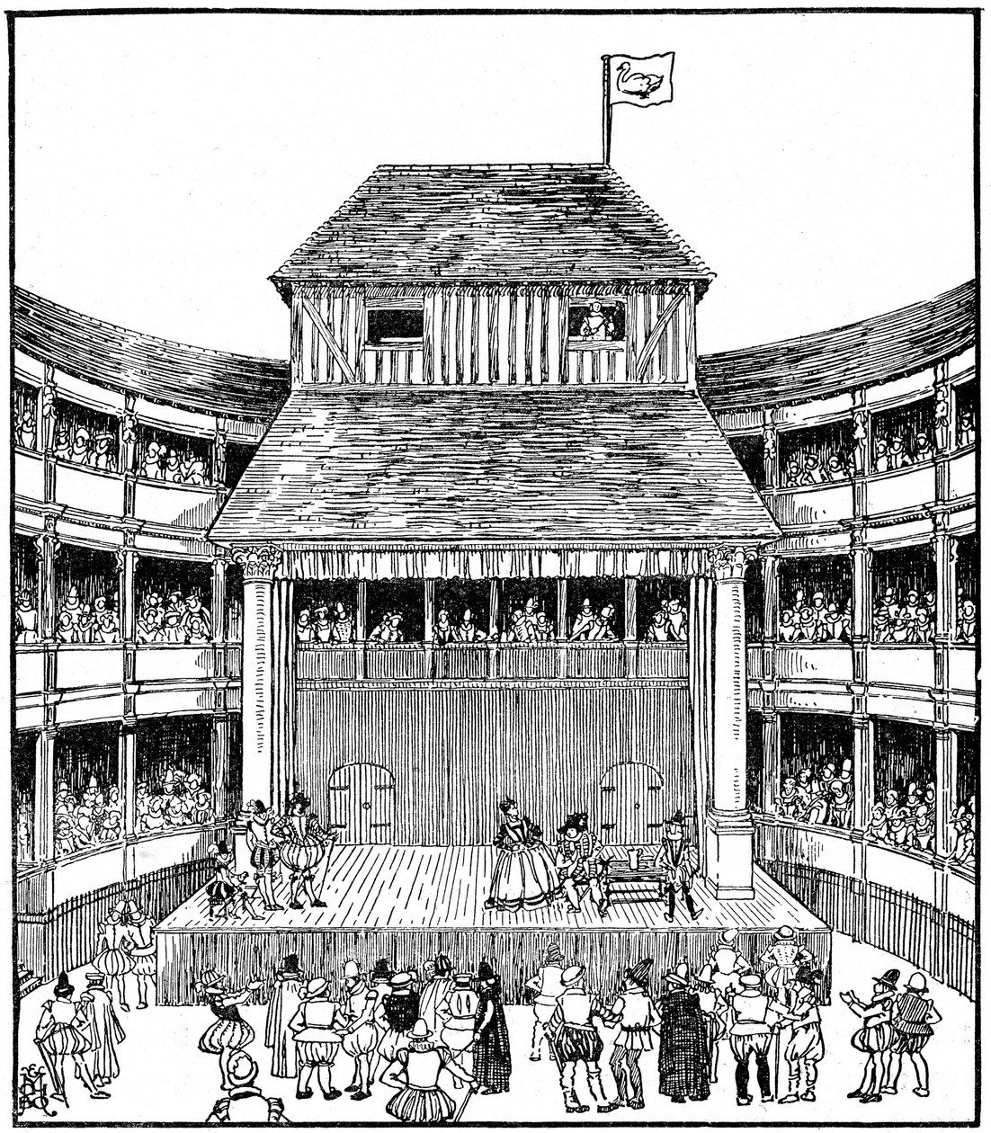 Teatteri tai leikkimökki Elizabeth I:n aikana tekijältä Unbekannt