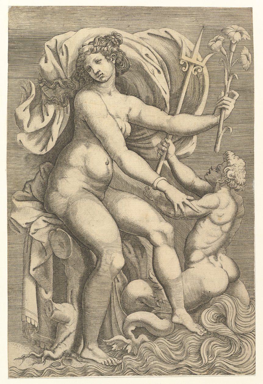 Thetis istuu Tritonin kanssa, 1500-luku. tekijältä Unbekannt