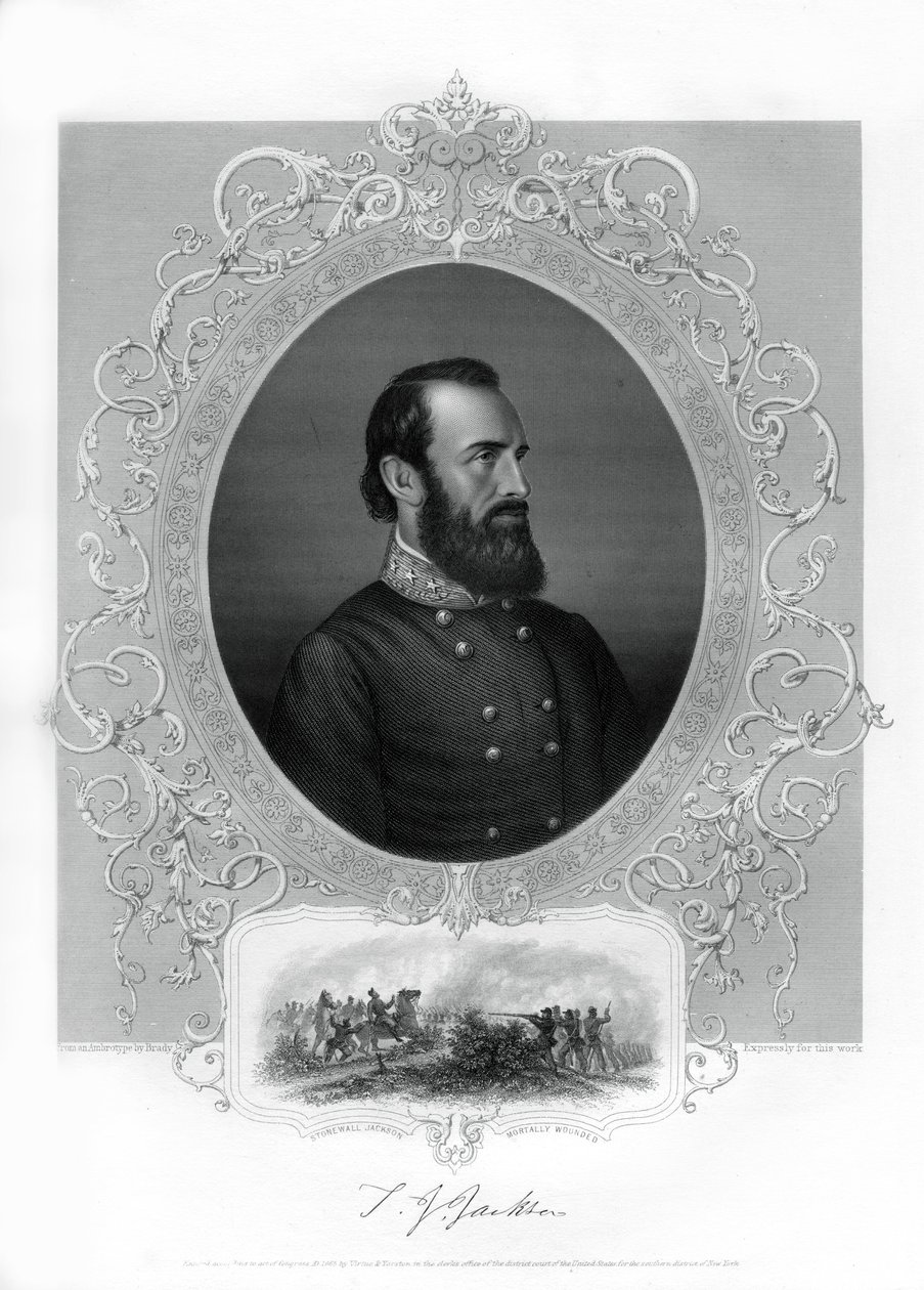 Thomas Jonathan Stonewall Jackson, konfederaation kenraali Yhdysvaltain sisällissodan aikana, 1862-1867 tekijältä Unbekannt