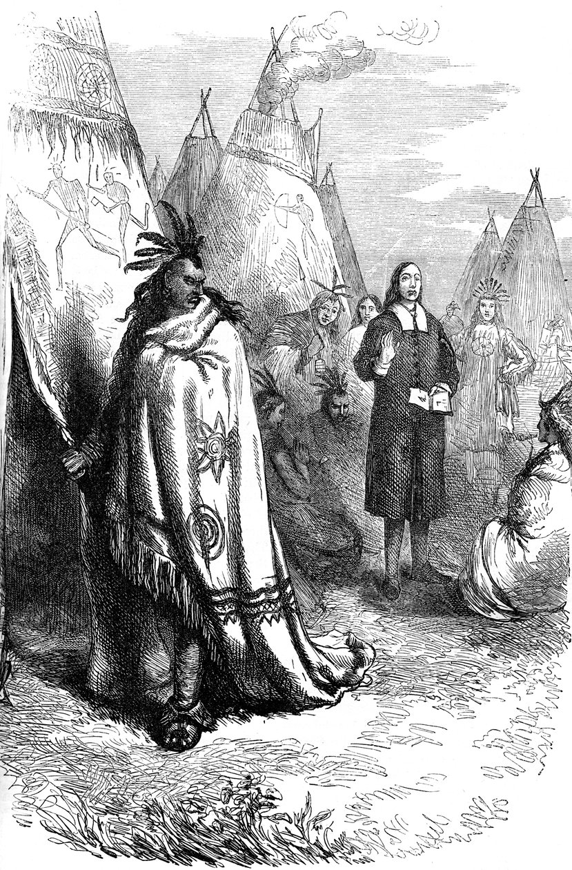 Thomas Mayhew ja Narragansett Sachem, 1600-luku vuodelta 1880 tekijältä Unbekannt