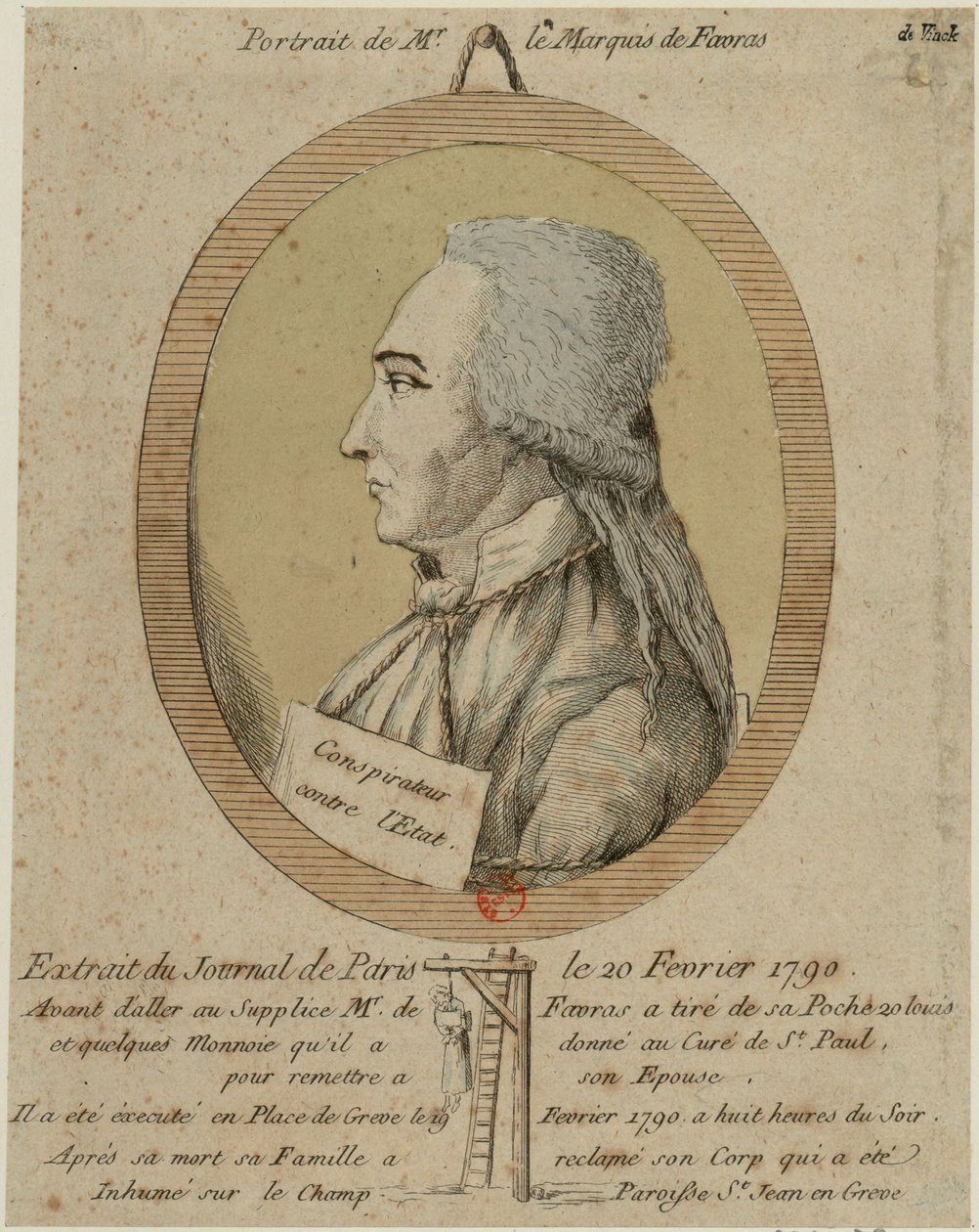 Thomas de Mahy, markiisi de Favras 1744-1790. Journal de Parisista 20. helmikuuta 1790 1790. tekijältä Unbekannt