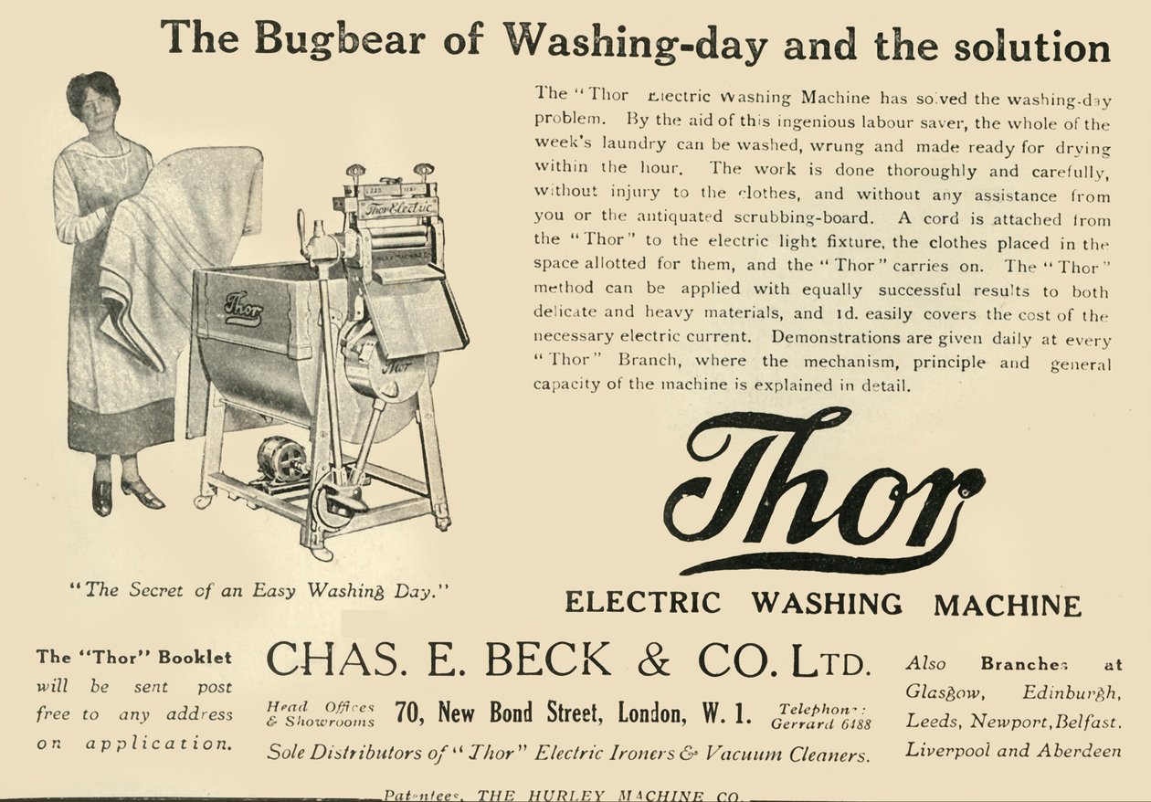 Thor: Sähköinen pesukone – Chas E. Beck & Co. Ltd, 1920. tekijältä Unbekannt