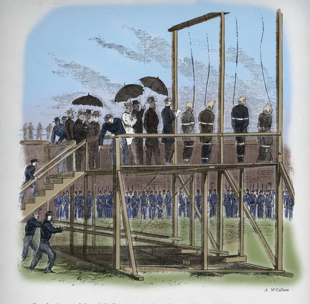 Kolme miestä ja nainen hirtettiin Lincolnin salamurhasta, c1865, 1938 tekijältä Unbekannt