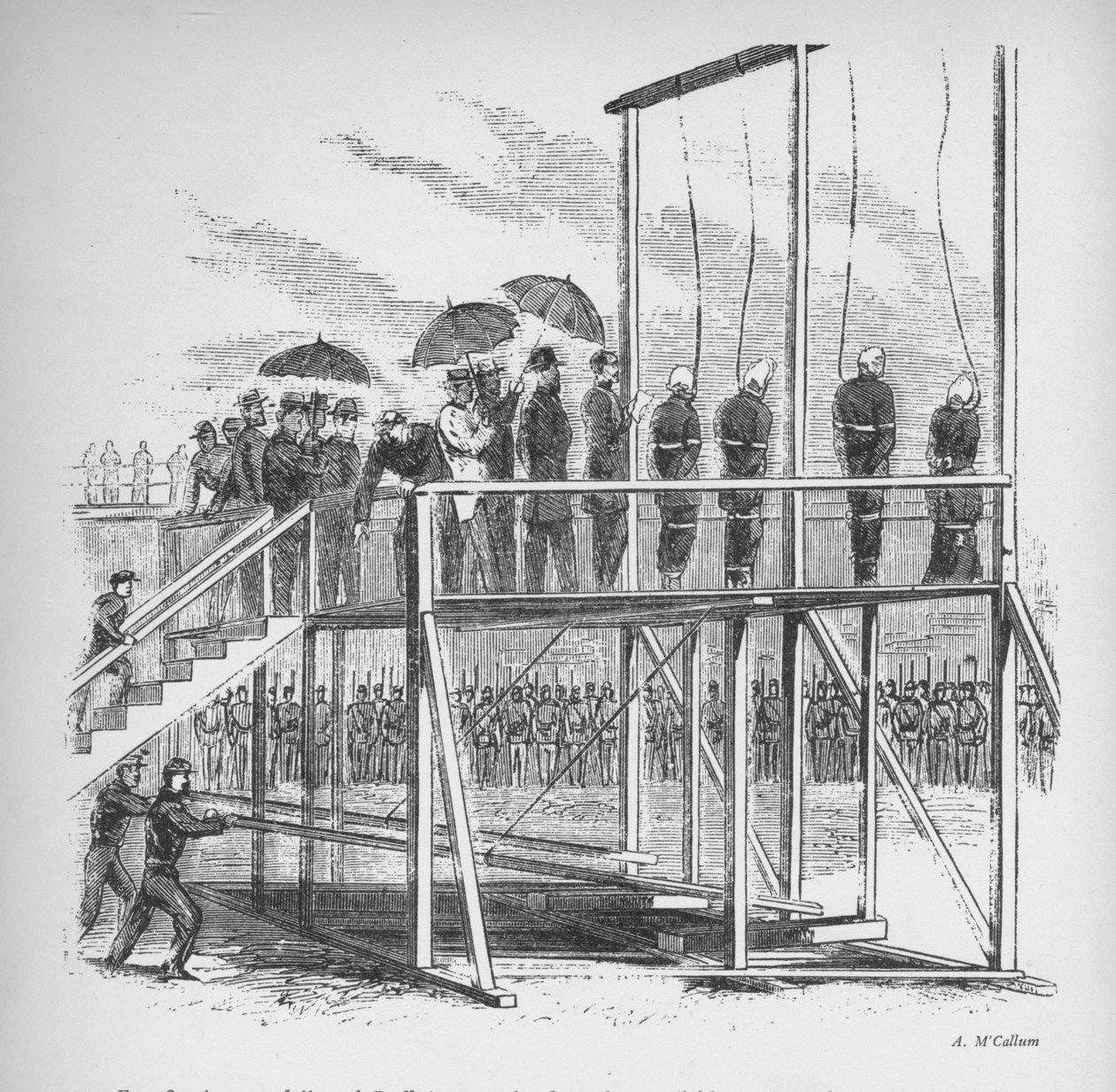 Kolme miestä ja nainen hirtettiin Lincolnin salamurhasta, c1865, 1938 tekijältä Unbekannt