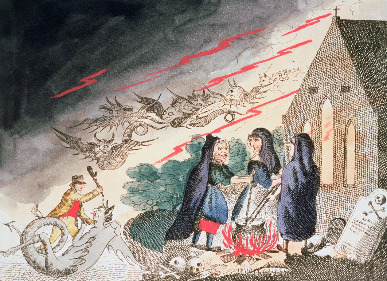 Kolme noitaa hautausmaalla, 1790-luku tekijältä Unbekannt