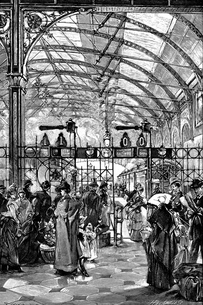Lipunkatu Philadelphian rautatieasemalla, Pennsylvania, USA, 1890 tekijältä Unbekannt