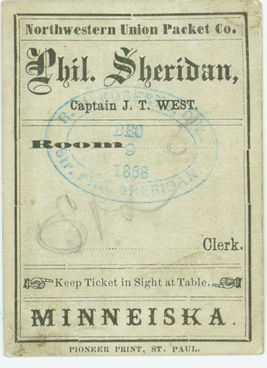 Lippu höyrylaivaan Phil. Sheridan, 9. joulukuuta 1868 tekijältä Unbekannt