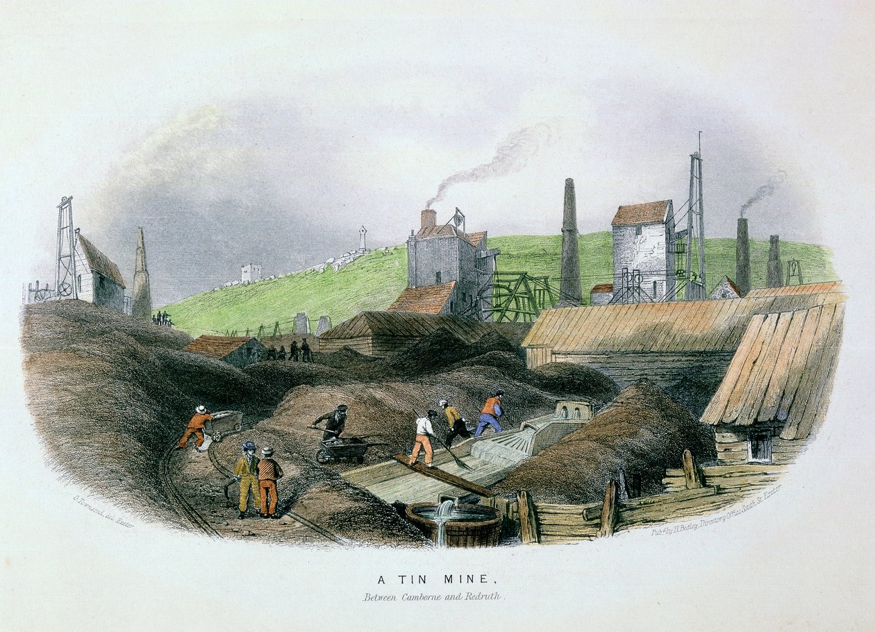 Tinakaivos Cambornen ja Redruthin välillä, Cornwall, 1860 tekijältä Unbekannt