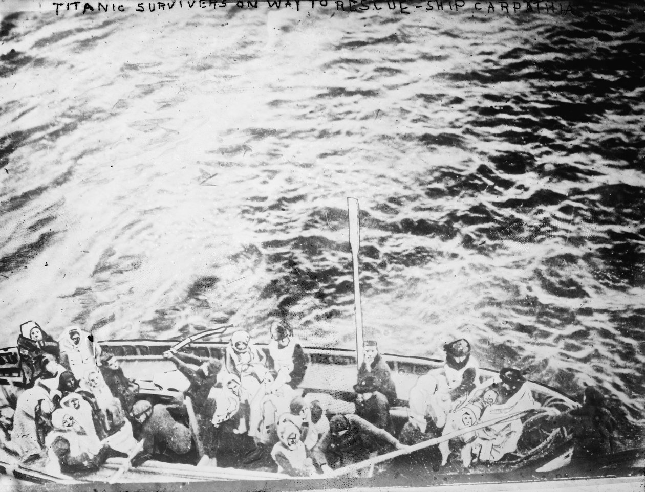 Titanicin selviytyjät matkalla pelastamaan Carpathia-alusta tekijältä Unbekannt