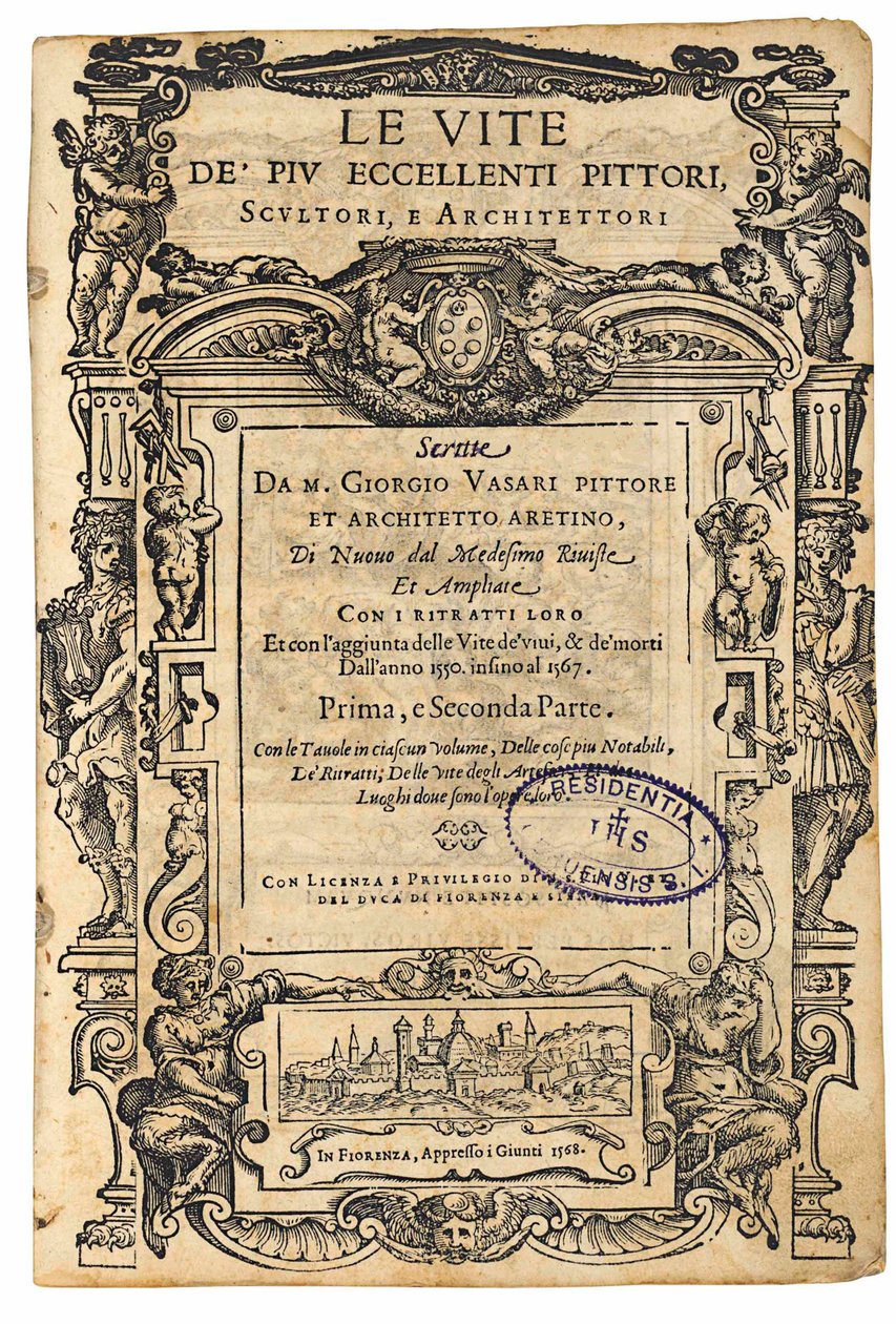 Nimilehti: Giorgio Vasari, Erinomaisimpien italialaisten maalareiden elämä, kuvanveistäjä, 1568. tekijältä Unbekannt