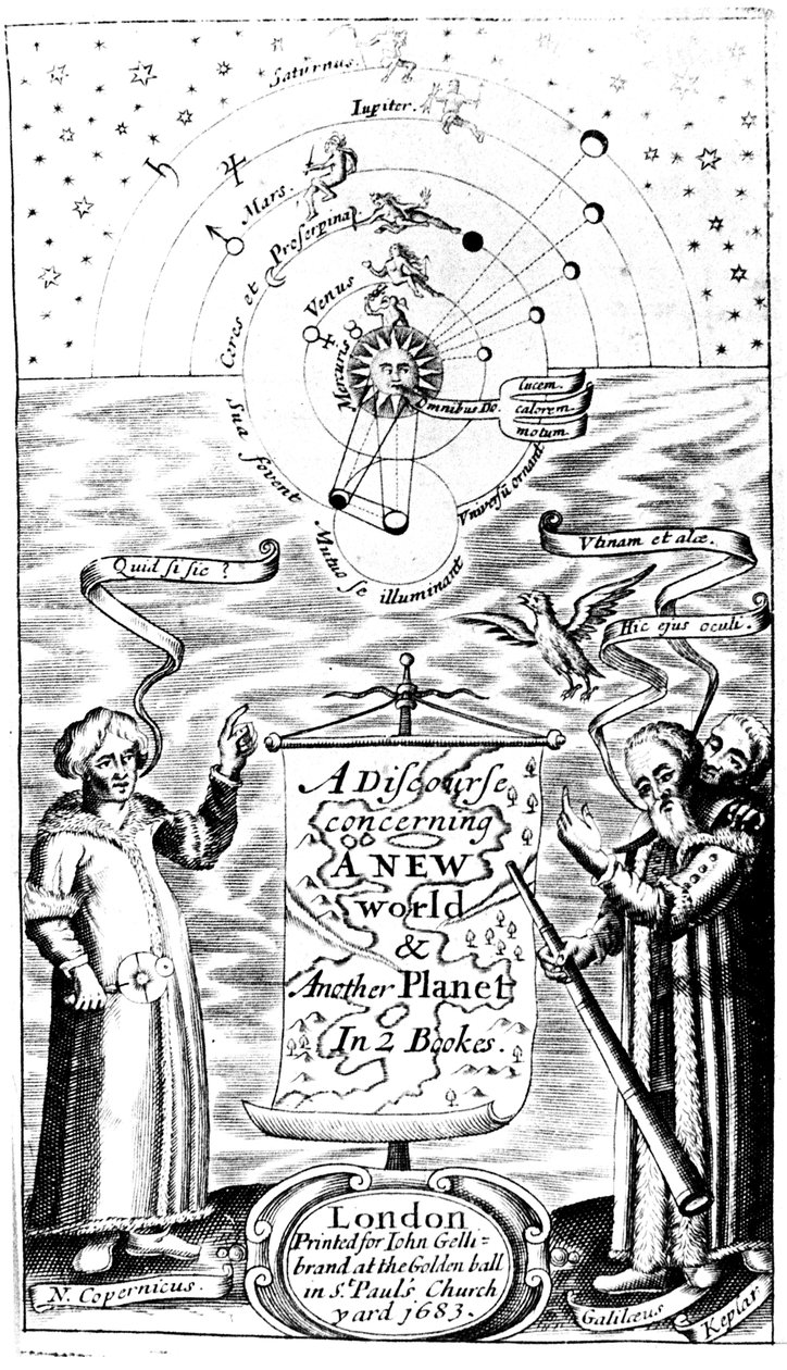 John Wilkinsin julkaisun A Discourse Concerning a New World & Another Planet nimisivu, 1683 tekijältä Unbekannt