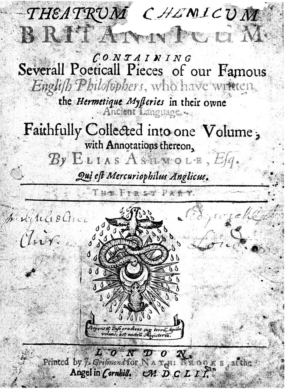 Elias Ashmoles Theatrum Britannicumin nimisivu, 1652 tekijältä Unbekannt