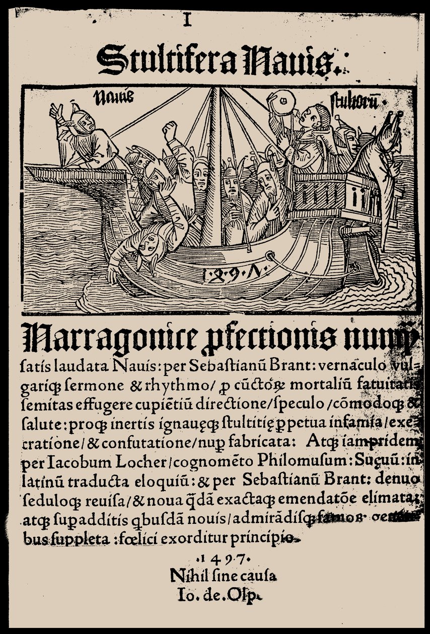 Sebastian Brantin kirjan Hullujen laiva, 1497, nimisivu. tekijältä Unbekannt