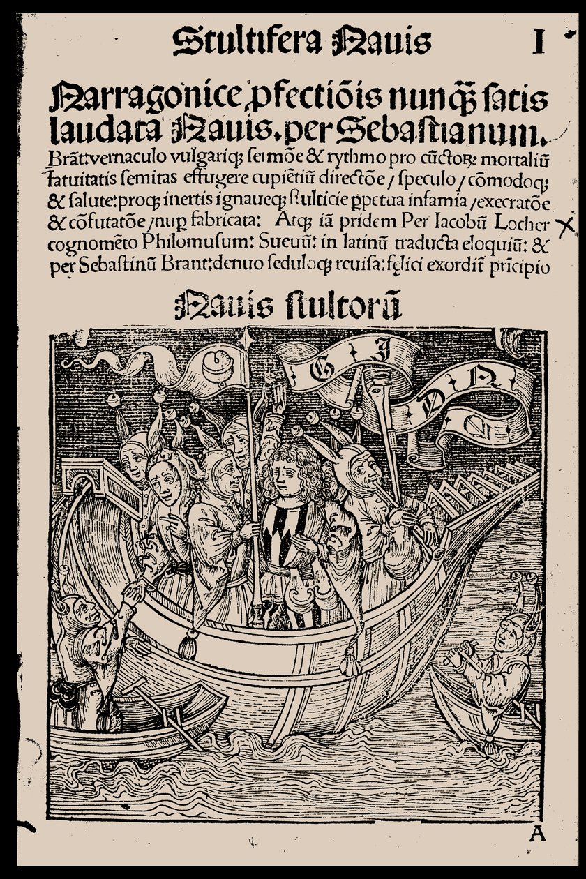 Sebastian Brantin kirjan Hullujen laiva, 1497, nimisivu. tekijältä Unbekannt