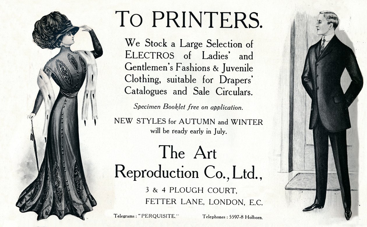 Tulostimille - The Art Reproduction Co., Ltd:n mainos, 1909. tekijältä Unbekannt