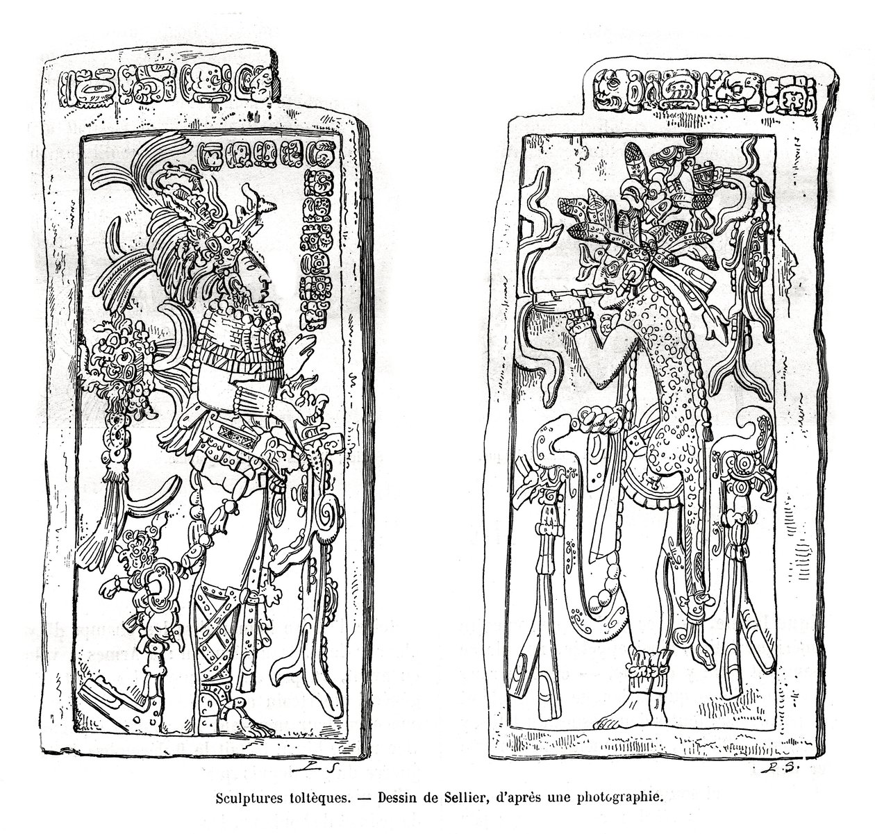 Toltec-veistoksia, Meksiko, 1800-luku tekijältä Unbekannt