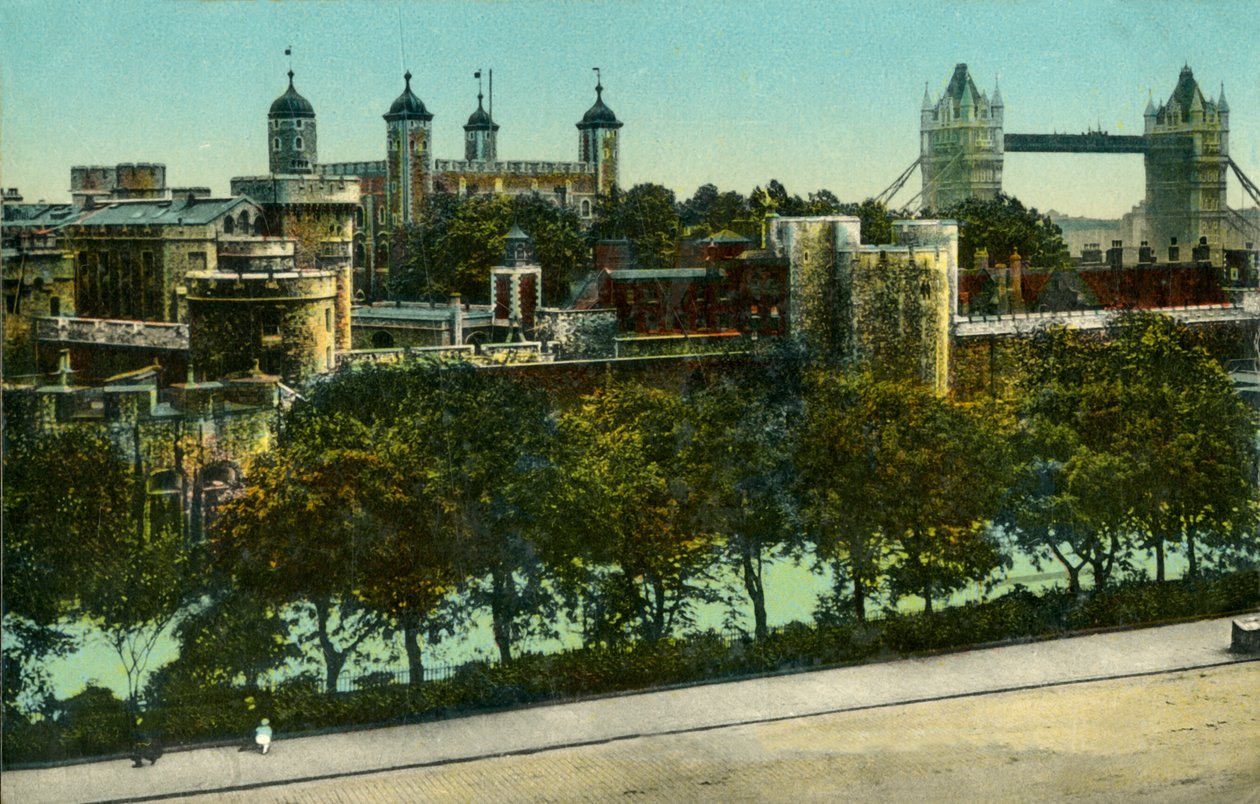 Tower Bridge ja Lontoon Tower, vuodelta 1910. tekijältä Unbekannt
