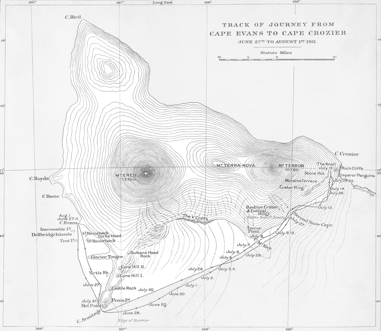 Matkan jälki Cape Evansista Cape Crozieriin - 27. kesäkuuta - 1. elokuuta 1911, 1913 tekijältä Unbekannt