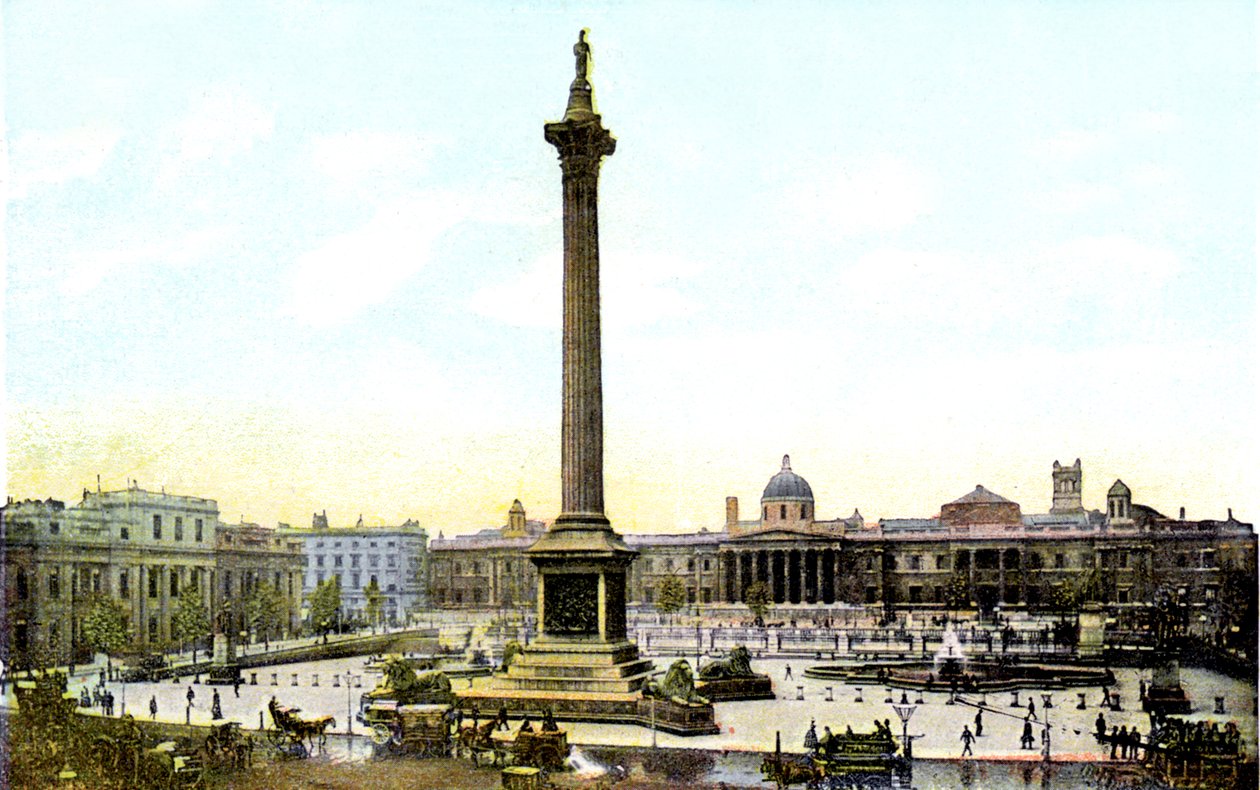 Trafalgar Square ja Nelsons-pylväs, Lontoo, 1900-luku tekijältä Unbekannt