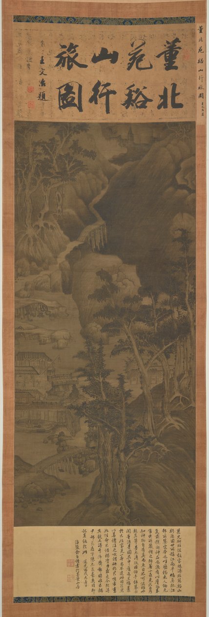 Matkailijat vuorten ja purojen keskellä, Ming-dynastia, 1368-1644. tekijältä Unbekannt