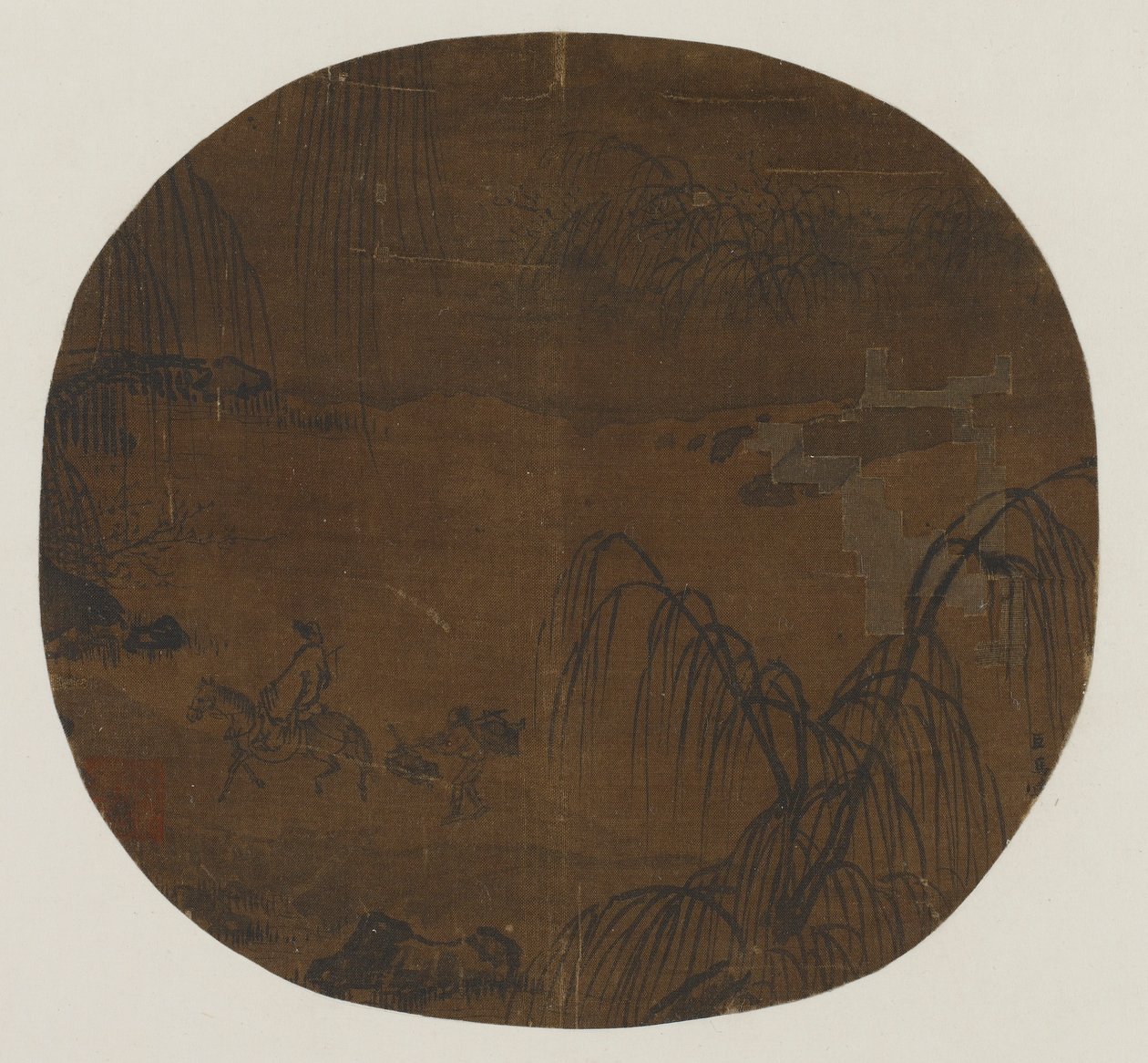 Matkustajat pajujen alla, Yuan- tai Ming-dynastia, 1279-1644. tekijältä Unbekannt