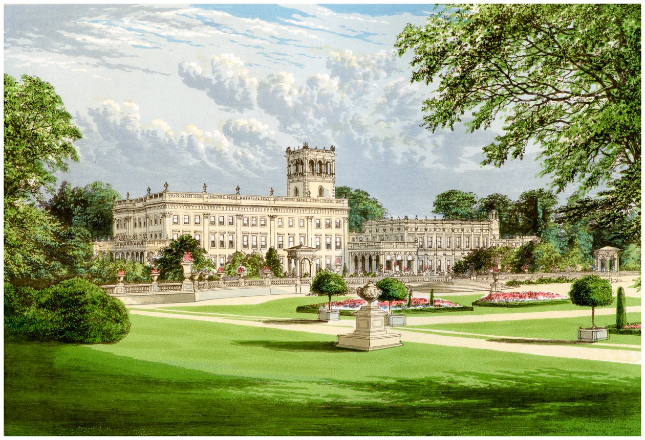 Trentham Hall, Staffordshire, Sutherlandin herttuan koti, vuodelta 1880 tekijältä Unbekannt
