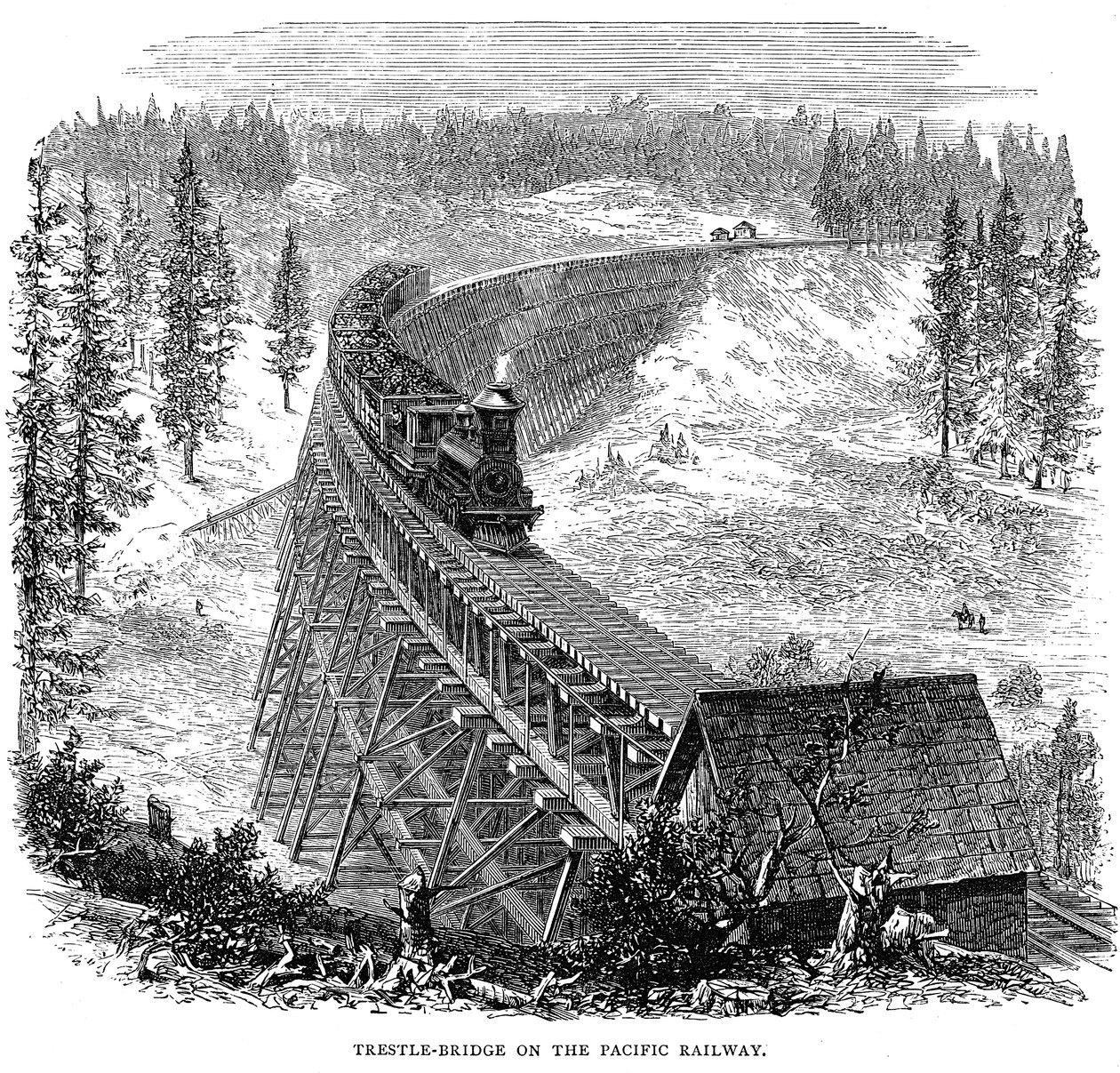 Trestle Bridge Union Pacific Railroadissa, USA, 1876 tekijältä Unbekannt